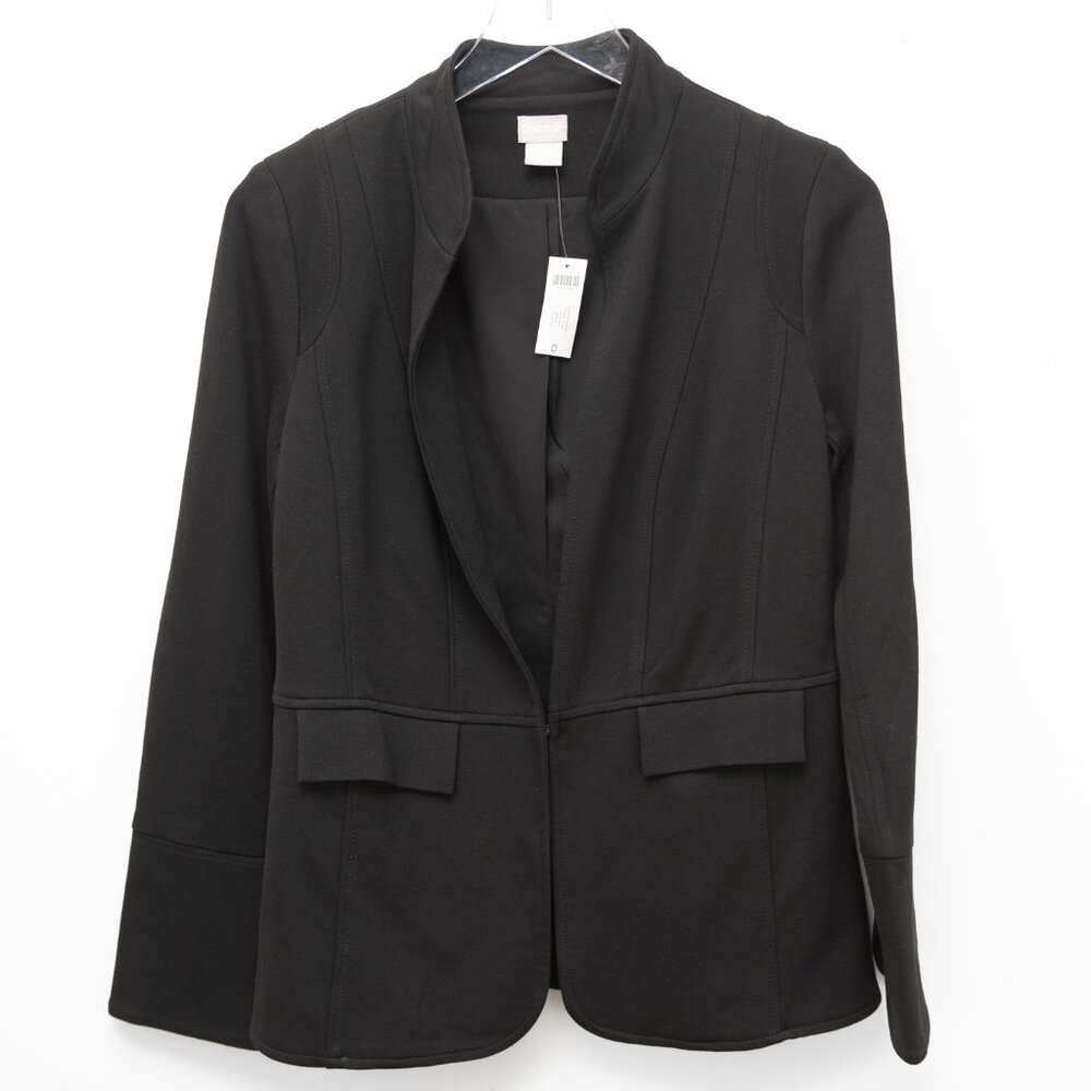 Chico's Classic Blazer Ponte Solid Long Sleeve Jacket Black Size 0 4 or 6 New